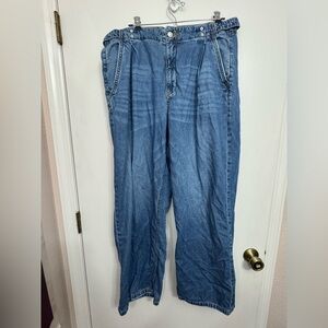 Pilcro Anthropologie Baggy Wide Leg Baggy Womens Jeans Size 32 Adjustable Side